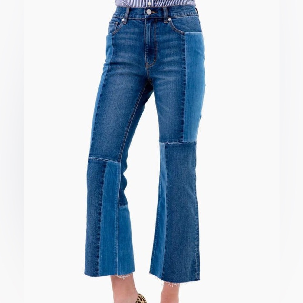 Le Vie by Rebecca Taylor Patch Vel cropped patchwork denim jeans size 27